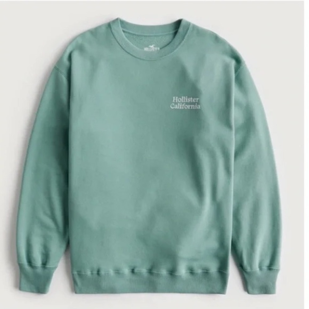 Hollister California Teal Oversized Crew Neck Pullover‎ Sweatshirt XXS
